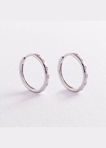Срібні сережки кільця з фіанітами 4907 Oniks (264023268)