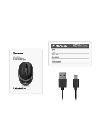 Миша бездротова RM-440W Black, оптичний сенсор, 4 кнопки, радіус дії 10 м Real-El (342399484)