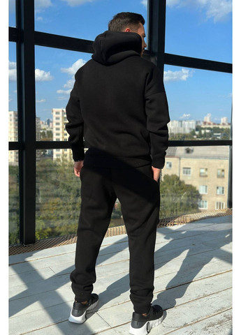 Черный демисезонный спортивный костюм тринитка на флисе (худые, брюки), цвет черный Nenka