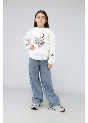 Yuki свитшот для девочки цвет молочный цб-00284926 молочный футер