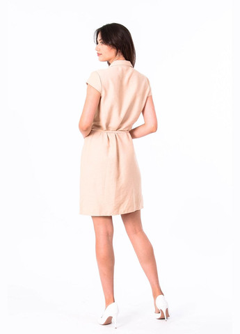 Бежева кежуал сукня літня жіноча 0041 льон жатка бежева Актуаль