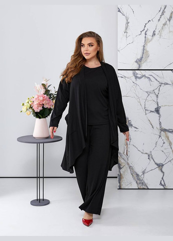 Жіночий костюм трійка колір чорний р.48/50 454347 New Trend (290111549)