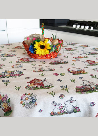 Гобеленовые скатерти пасхальные праздничные для прямоугольного стола, праздничная Пасха прямоугольная скатерть 100х100 Maystat (305391077)