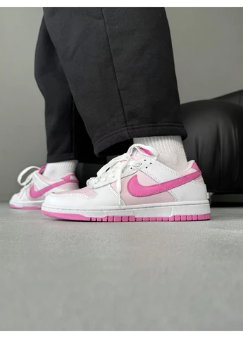 Білі кросівки чоловічі nike dunk white/pink найк данк білі демісезон No Brand