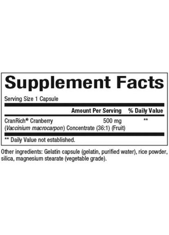 Клюква концентрат Super Strength Cranberry Concentrate 500 мг 90 капсул Natural Factors (363968424)