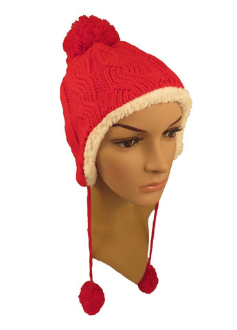 Шапка дитяча в'язана червона з помпоном КиП (358052586)