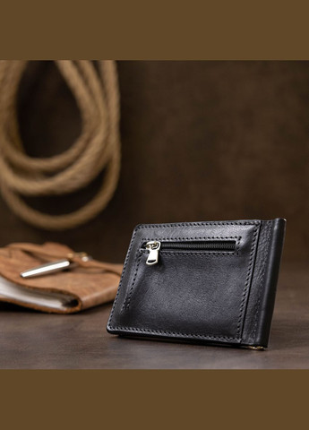 Чоловічий затиск для грошей з монетницею 11548 Чорний Grande Pelle (329151549)