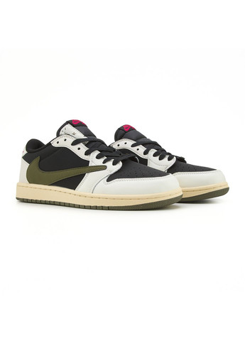 Цветные демисезонные кроссовки мужские nike travis scott x air jordan 1 low og olive найк тревис скот No Brand