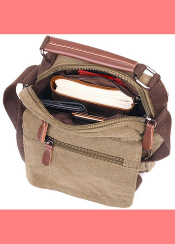 Сумка мужская через плечо из плотного текстиля 21227 Оливковая Vintage (302009129)