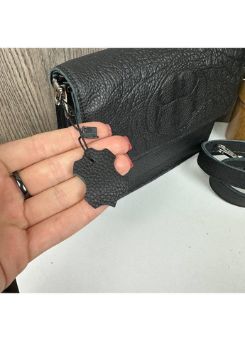 Жіноча міні сумочка клатч рептилія чорна на плече натуральна шкіра ProDobro (363221223)