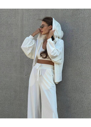 Жіночий костюм 3 в 1 (кофта + штани палаццо + топ) No Brand (365453188)