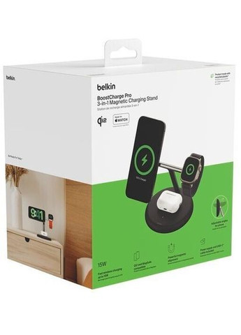 Зарядное устройство беспроводное 3в1 Magnetic Qi2 15Вт, черное Belkin (322245499)