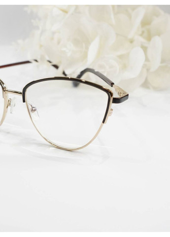 Женские металлические очки лисички для коррекции зрения +1.00Антиблик БлюБлокер Verse (371813132)