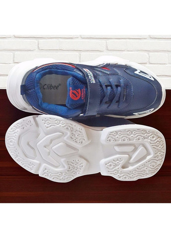 Синій Осінні ортопедичні демісезонні кросівки на липучках для хлопчика клібі Clibee