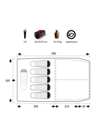 Палатка шестиместная Macao Dark Lagoon/Dark Grey (001.009.0560) Trimm (325862168)