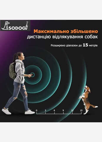 Суперпотужний ультразвуковий відлякувач собак (Black) від компанії Sodog (радіус до 15м). Bark ХР30 (301426422)