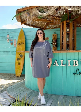 Сукня-футболка з турецького куліру зі стразами ‼️Заміри в описі‼️ GD/GL Модний простір - (397032206)