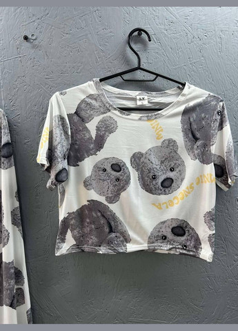 Комбінована всесезон піжама жіноча з принтом (п4к-aur-pizham-002) No Brand