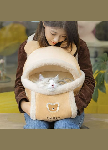 Рюкзак-переноска для кішок 2308SXMJ2582HA12 Ведмедик Yellow утеплений з кишенею для рук 4 шт. Lesko (356500315)