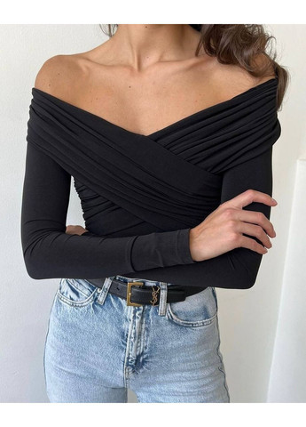 Боди с драпировкой, цвет Черный Fashion (365072206)