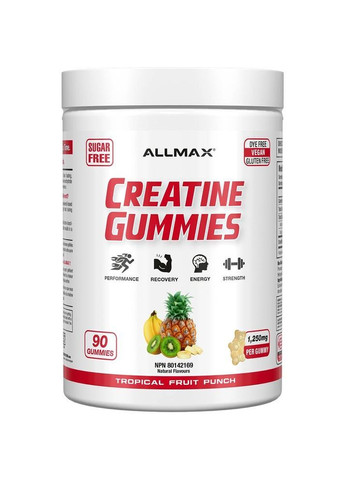 Креатин моногидрат AllMax Creatine Gummies 1250 мг 90 жевательных таблеток, Tropical Fruit Punch ALLMAX Nutrition (362024948)