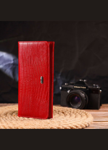 Женский кошелек из натуральной фактурной кожи с монетницей 21609 Красный Canpellini (306881640)