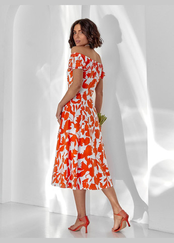 Оранжевое повседневный платья ISSA PLUS с цветочным принтом