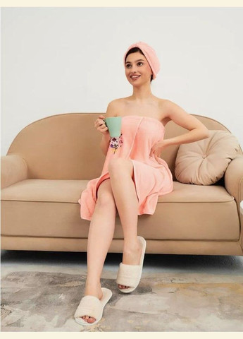 Рушник-халат для сауни з чалмою 80х140 (П4К-novo-f-sauna-007) No Brand (323160781)