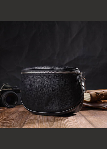 Оригинальная женская кроссбоди через плечо из натуральной кожи черная 22122 Vintage (329195516)