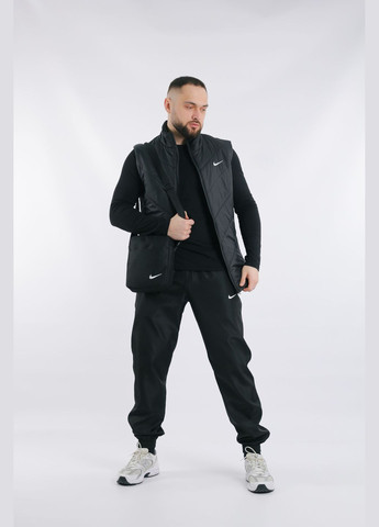 Черный демисезонный комплект мужской "clip": жилетка черная + штаны "president" черные. барсетка в подарок! No Brand