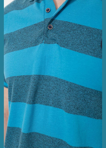 Синяя футболка-поло мужское в полоску, цвет джинс, для мужчин Ager