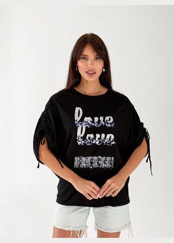 Жіноча футболка з паєтками Fashion - (334016624)