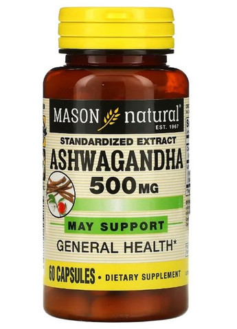 Ashwagandha 500 mg 60 Caps Mason Natural (291848639)