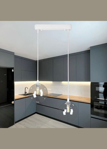 Біла люстра з 12см плафонами (61-P120F-2 WH+CL (240)) No Brand (370072436)