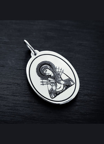 Серебряная ладанка Семистрельной Божией Матери. Серебряная икона Семистрельная Божья Мама с молитвой Отче наш No Brand (301537914)