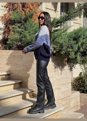 Синій демісезонний в'язаний жіночий светр з горлом синього кольору 29890 Fashion