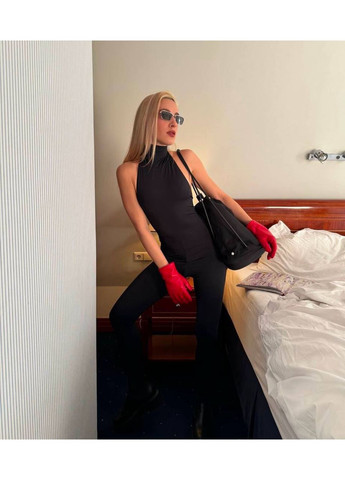 Нереально стильний облягаючий комбінезон Adelante комбінезон-брюки однотонний чорний кежуал