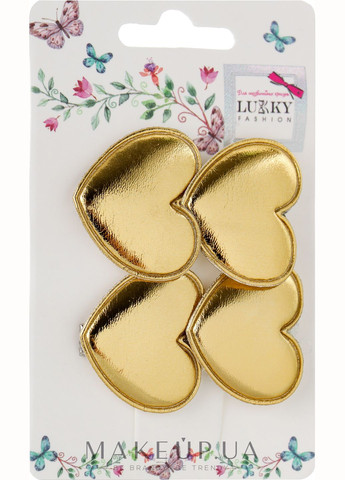 Зажимы для волос "Блестящие сердечки", 2 шт., золотистые Fashion 2шт (987268-27068172) Lukky (368616277)