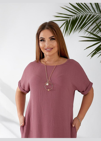 Розовое кэжуал плать boho MeeLan однотонное