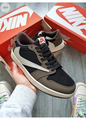 Комбіновані Осінні кросівки чоловічі nike air jordan 1 retro low og sp travis scott найк аір джордан No Brand