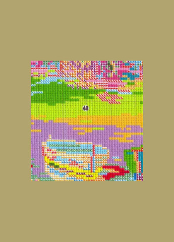 Набор для вышивания по нанесённой на канву схеме "Lake and mountains". AIDA 14CT printed 42*52 см Joy Sunday (313614547)