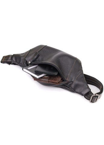 Привлекательная сумка-бананка для мужчин из натуральной зернистой кожи 23127 Черный Shvigel (332201421)