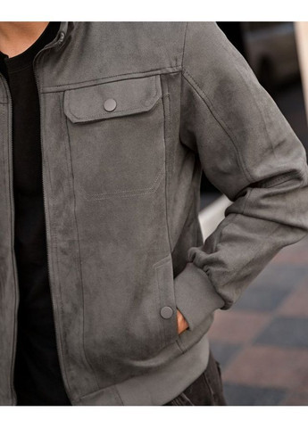 Серая демисезонная бомбер замшевый grey No Brand