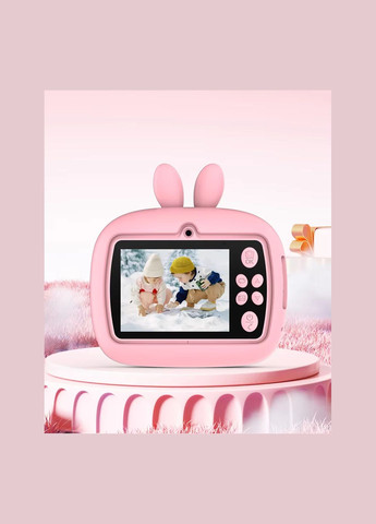 Фотоаппарат мгновенной печати детский Кролик на 48 Мг с фронтальной камерой Розовый (479) No Brand (338222868)