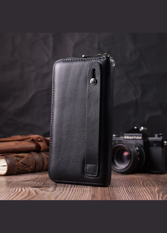 Універсальний гаманець-клатч на одне відділення з натуральної шкіри 22559 Чорний st leather (298568613)