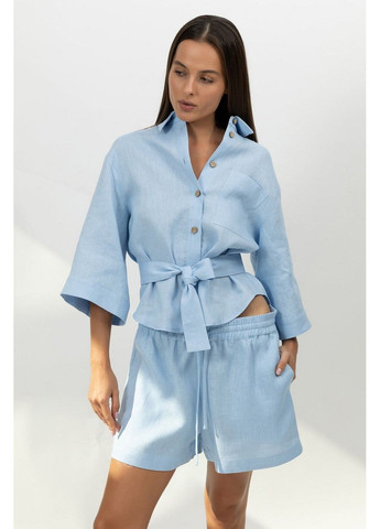 Голубая льняная блуза Nokaya 242203-04 Perfect Days powder blue