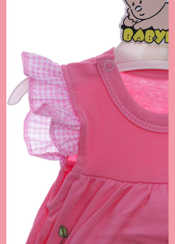 Боді-сукня з коротким рукавом для дівчинки Вишенька рожева бавовна MiniPapi 50 см (37989) BABYKROHA (297197428)