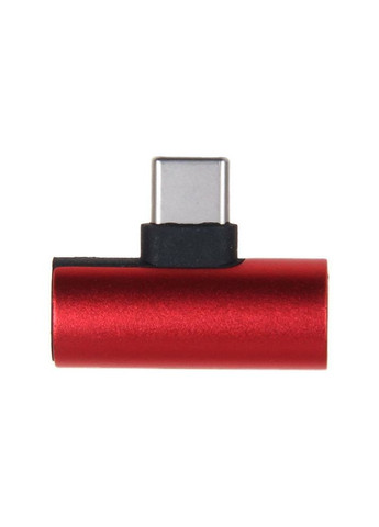 Перехідник-сплітер 2 в 1 USB-C Type C в USB-C Type C адаптер для заряджання та прослуховування музики (червоний) China (366874697)