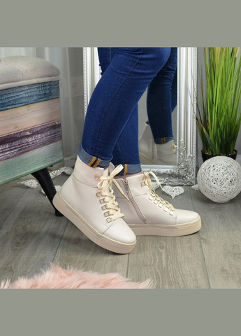 Черевики спортивного стилю на потовщеній підошві. Натуральна шкіра флотар бежевого кольору. 37 розмір Vasha para (304773294)