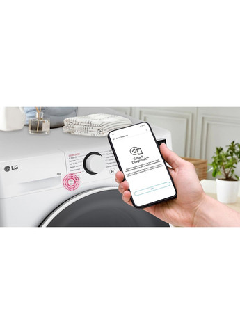 Пральна машина фронтальна, 8кг, 1200, A, 48см, дисплей, пара, інвертор, білий LG (370615325)